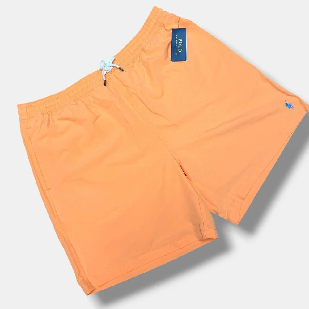 Polo Ralph Lauren Swim Trunks Men XLT Orange Recycled Traveler Pony Logo